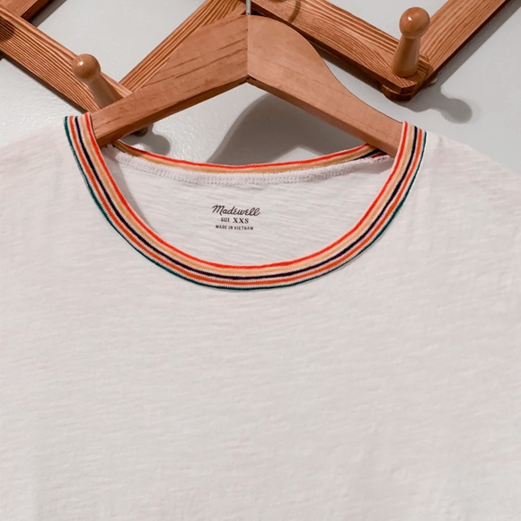 Madewell White T-Shirt with Rainbow Collar - Picture 2 of 2